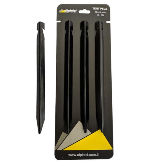 Alpinist Alüminyum 6061 Çadır Kazığı 18 cm Siyah 4’lü