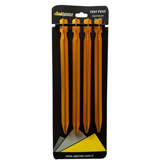 Alpinist Alüminyum 6061 Çadır Kazığı 18 cm Turuncu 4’lü