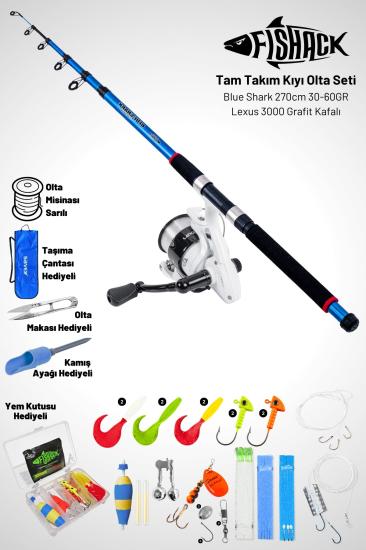 Tam Takım Kıyı Olta Seti - 270cm Kamış 30-60GR / 3000’lik Lexus Olta Makinesi - Taşıma Çantalı