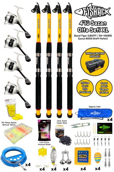 Tam Takım Sazan Olta Seti - 4’lü Set - XL - 3.60MT/50-100GR