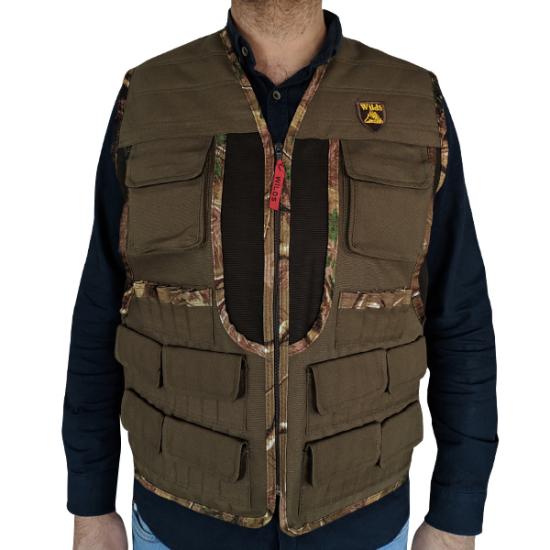 27161 İki Cepli 50 Fişeklikli Avcı Yeleği Haki-Meşe Şeritli XXL